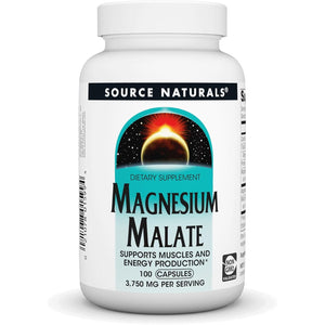 Source Naturals Magnesium Malate 3750 mg Per Serving Essential Magnesium Malic Acid Supplement - 100 Capsules