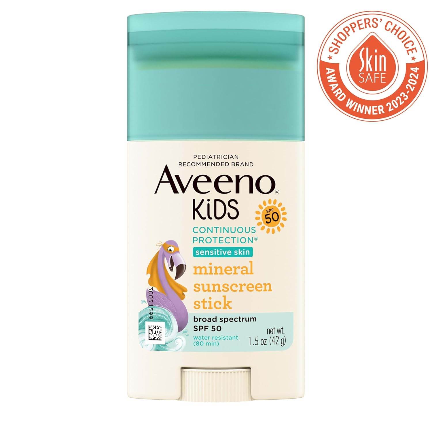Aveeno Kids Continuous Protection Zinc Oxide Mineral Sunscreen Stick for Sensitive Skin, Face & Body Sunscreen Stick for Kids with Broad Spectrum SPF 50, Sweat- & Water-Resistant, 1.5 oz - My Store