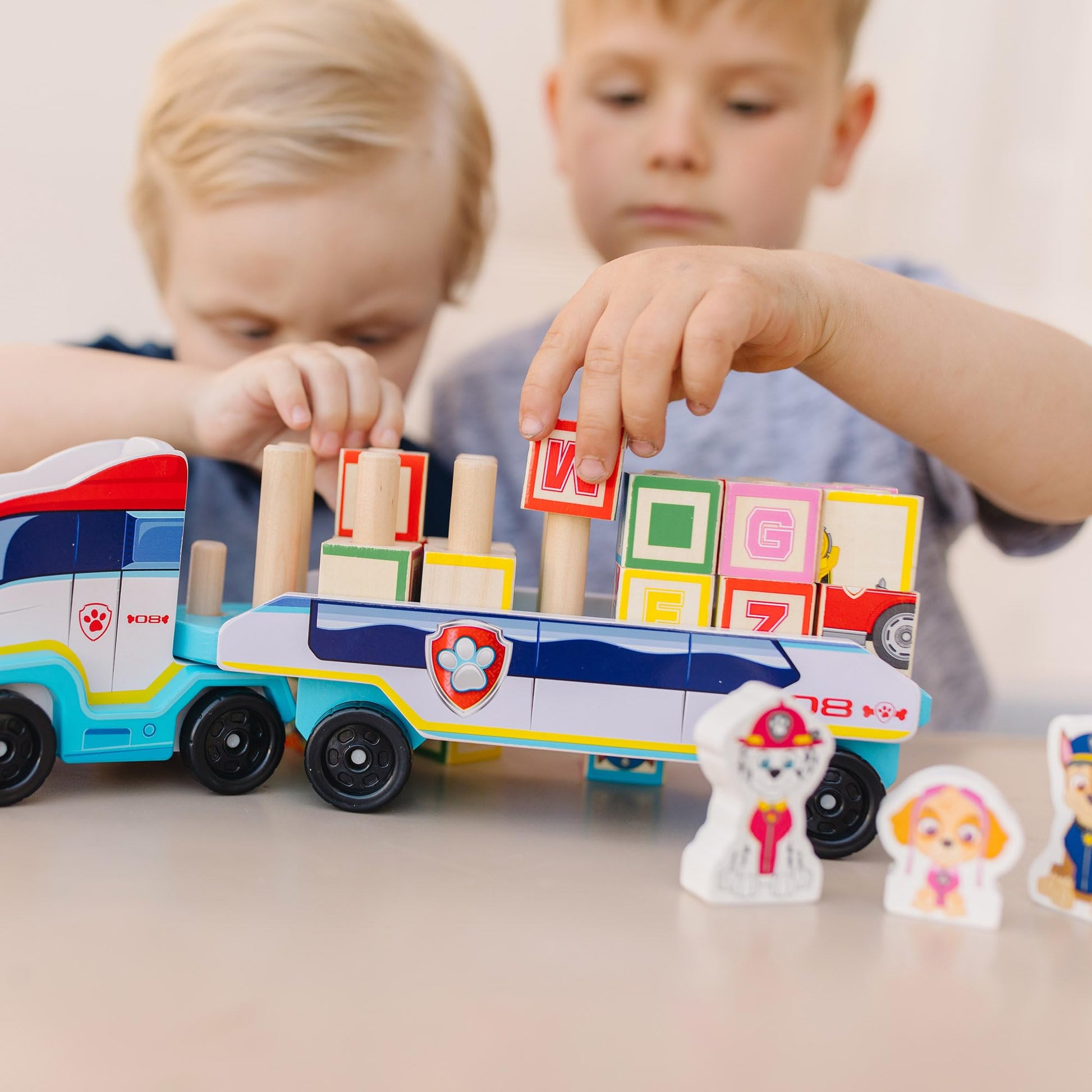 Buy now Melissa & Doug PAW Patrol Wooden ABC Block Truck (33 Pieces) at indiglob india