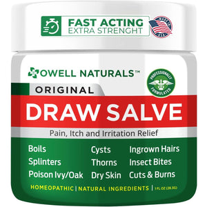 OWELL Naturals Drawing Salve Ointment for Boil & Cyst Removal, Ingrown Hair, Splinter Remover, Bug Spider Bites, Bee Sting, Mosquito Itching, Poison Ivy, Flare, Hangnail