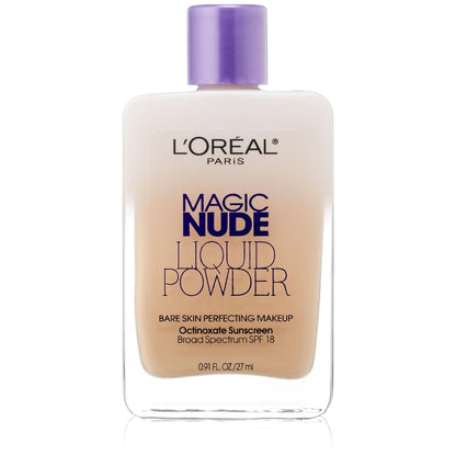 L’Oréal Paris Magic Nude Liquid Powder Bare Skin Perfecting Makeup SPF 18, Natural Beige, 0.91 Ounces