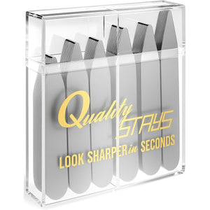 52-Piece Metal Collar Stays for Men, Stainless Steel Dress Shirt Collar Inserts in 4 Sizes for Crisp, Structured Collars