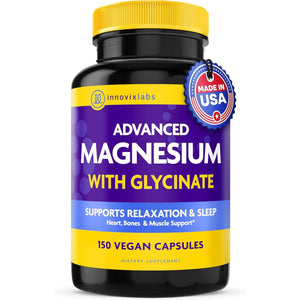 InnovixLabs Advanced Magnesium Capsules - 150 Ct, 210 mg - Chelated Glycinate and Malate - High Absorption, Promotes Relaxation, Bones, Muscle Health, Vegan Malate Sleep Supplement