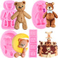 ZiXiang Bear Silicone Fondant Molds For Teddy Bears Chocolate Candy Gum Paste Crafting Polymer Clay Cake Decorating Set of 4