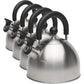 Primula Stewart Whistling Stovetop Tea Kettle Food Grade Stainless Steel, Hot Water Fast to Boil, Cool Touch Folding, 1.5-Quart, Brushed with Black Handle