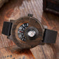 Men's Handmade Wooden Watches Mens Lightweight Analog Quartz Wood Mens Wrist Watch with Compass