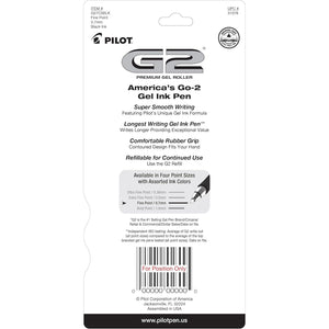 Pilot G2 Premium Gel Roller Pens 0.7, Fine Point Smooth Writing Pens Black, Pack of 5