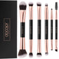 Docolor Eyeshadow Brushes Professional Eye Makeup Brushes Set Eyeshadow Eyeliner Concealer Eyebrow Blending Brushes Eye Make Up Brush Kit with Gift Box (10 Pcs,Black with Rose Gold,Wooden Handles)