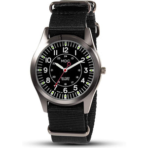 Infantry MDC Mens Analog Watch, 12/24 Hour Military Wrist Watches for Men Tactical, Army Field Wristwatch with Slip-Thru Nylon Band