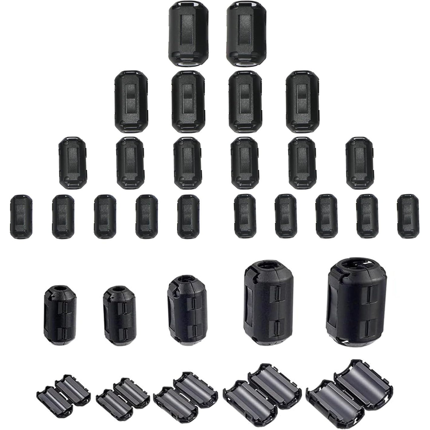 Clip-on Ferrite Ring Cores EMI RFI Signal Noise Filter Noise Suppressor for HDMI USB Power Cable Diameter 3mm/5mm/7mm/9mm/13mm,5Size,22Pcs
