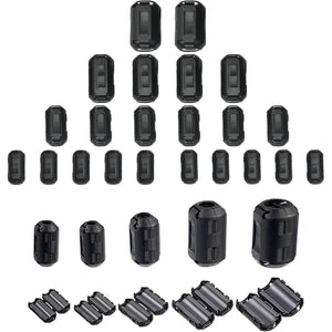 Clip-on Ferrite Ring Cores EMI RFI Signal Noise Filter Noise Suppressor for HDMI USB Power Cable Diameter 3mm/5mm/7mm/9mm/13mm,5Size,22Pcs