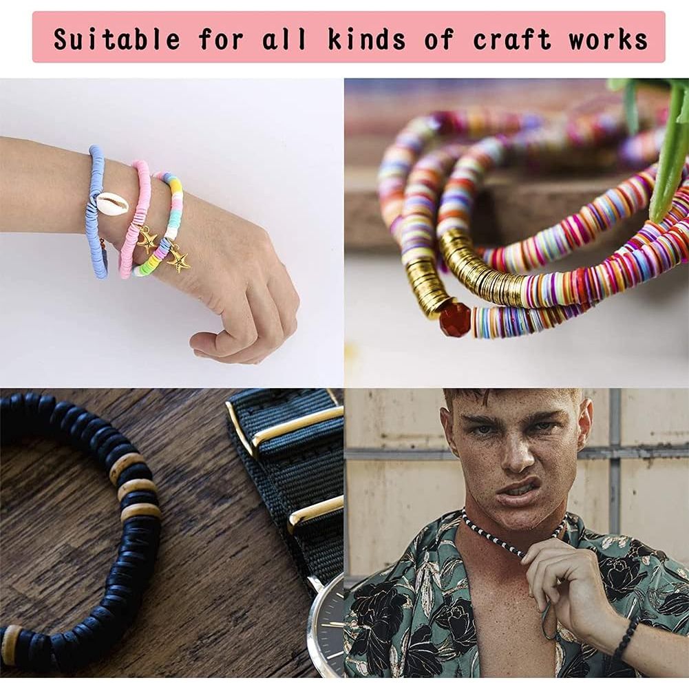 Buy now PANO Preppy 6480 PCS Flat Clay Heishi Disc Beads for Jewelry Making, Rainbow Rubber Beads for DIY Craft Bracelets/Necklace/Pendant, 18 Colors, 6mm at indiglob india