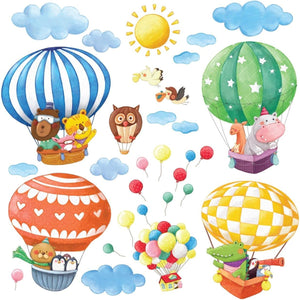 DECOWALL DA-1406B Animal Hot Air Balloons Kids Wall Stickers Wall Decals Peel and Stick Removable Wall Stickers for Kids Nursery Bedroom Living Room décor