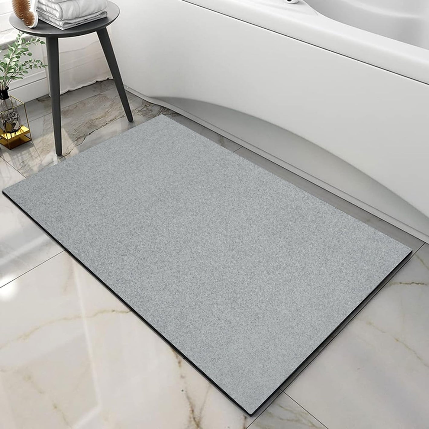Buy now Thin Diatomaceous Earth Bath Mat Quick Dry Washable Absorbent 15.4x23.6 inches Non Slip,Shower Mat for Bathroom Sink (Light Grey) at indiglob india