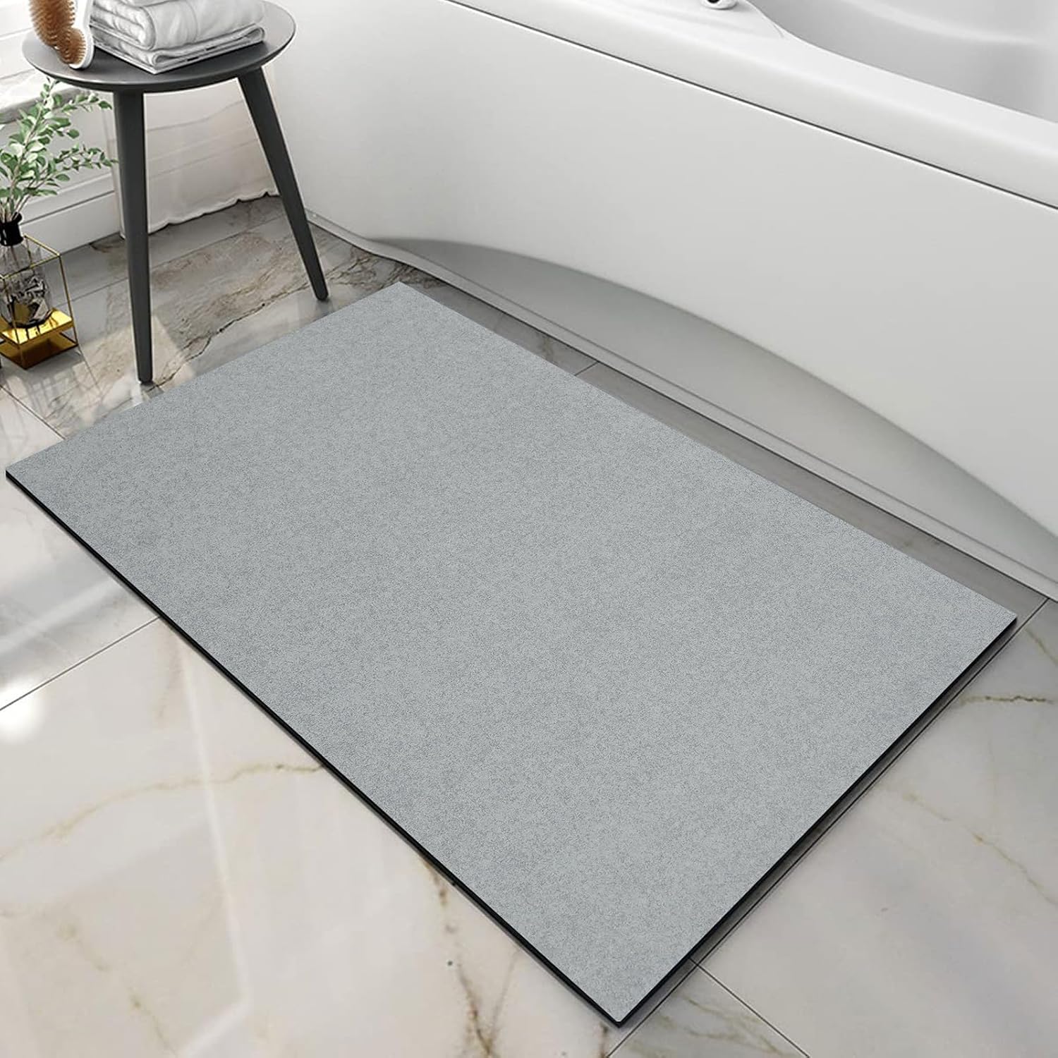 Buy now Thin Diatomaceous Earth Bath Mat Quick Dry Washable Absorbent 15.4x23.6 inches Non Slip,Shower Mat for Bathroom Sink (Light Grey) Default at indiglob india