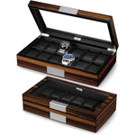 12 Watch Box for Men Watch Display Case Wood Luxury Watch Box with Large Glass Window,Watch Organizer Box with Ultra Smooth PU Leather Interior - My Store