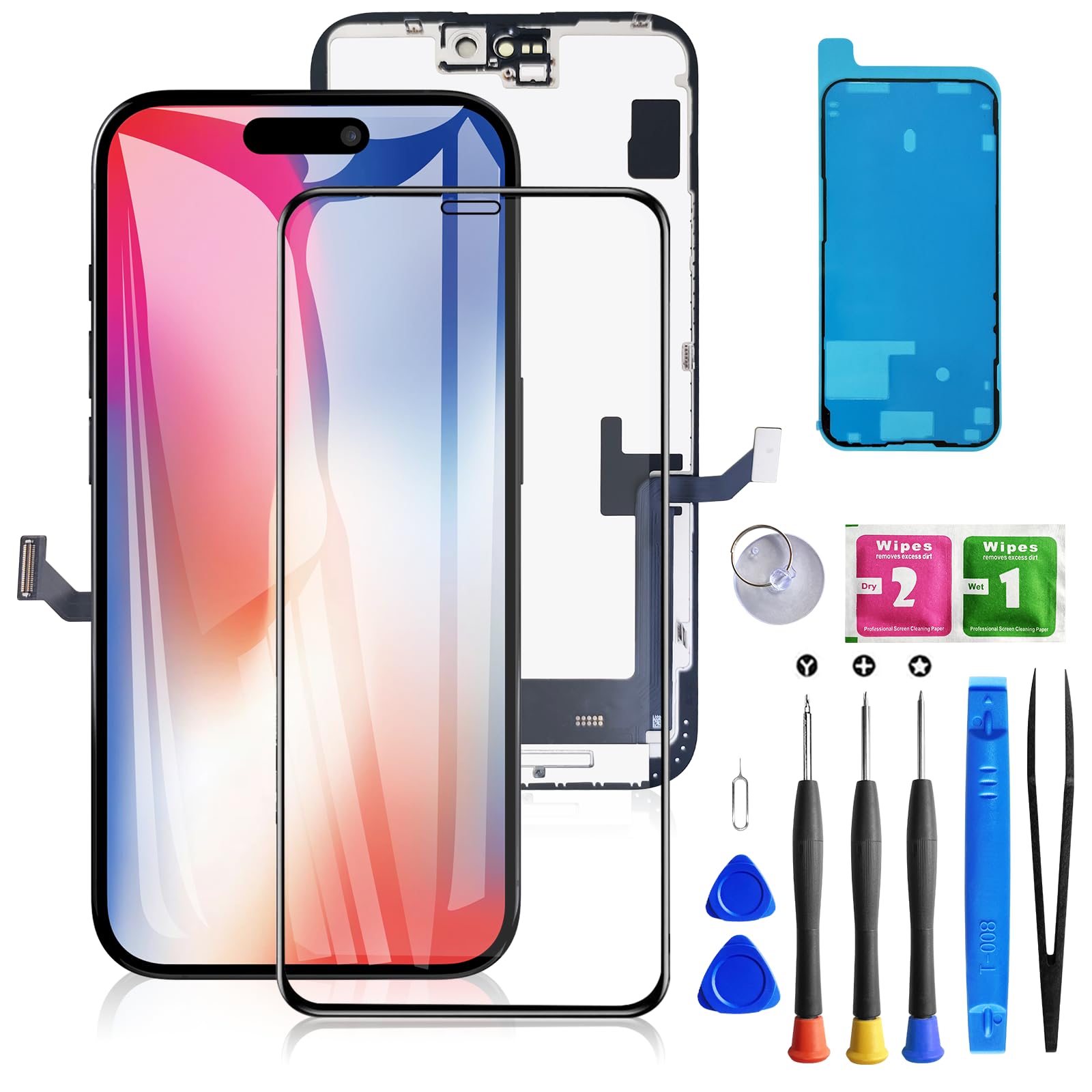 Buy now for iPhone 11 Screen Replacement 6.1 3D Touch Screen LCD Display Digitizer for A2111, A2223, A2221 Cell Phone Repair Kits+ Waterproof Frame Adhesive Sticker+Screen Tempered Protector+Face ID at indiglob india