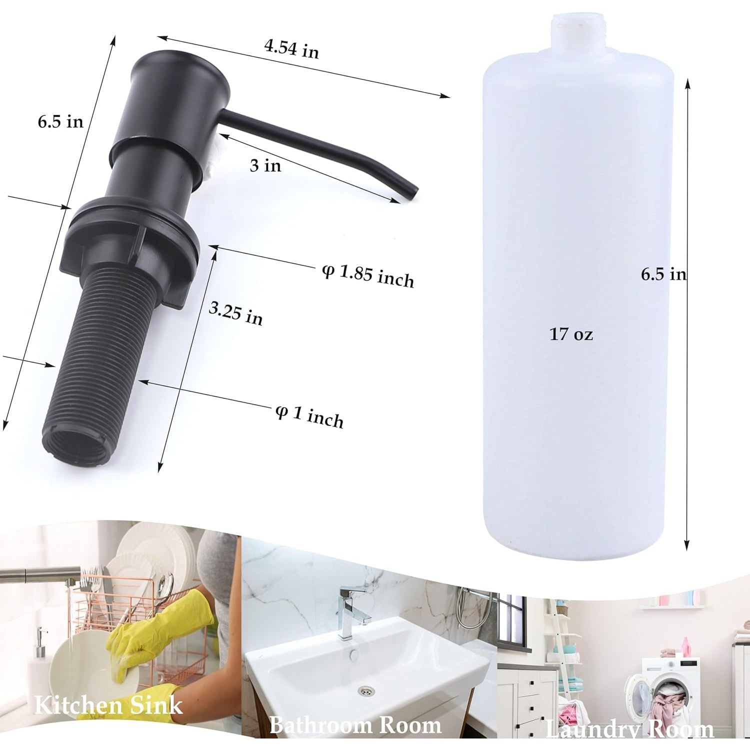 Buy now Sink Soap Dispenser Pump Black Built in Kitchen Counter Dish Soap Dispenser with 41" Extension Tube/17 Oz Bottle for Bathroom Under Sink Hand Soap Lotion Pump at indiglob india