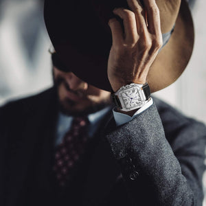 Gute Mens Watches, Mechanical Calendar Automatic Self-Winding Roman Numeral PU Leather Wrist Watch with Blue Hands