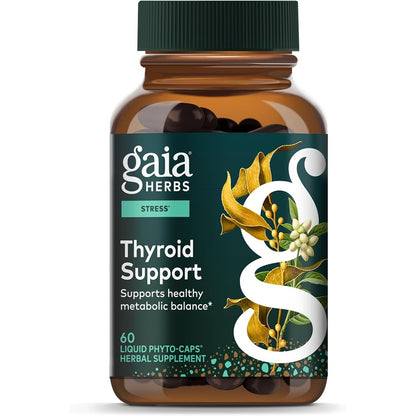 Gaia Herbs Thyroid Support - Made with Ashwagandha, Kelp, Brown Seaweed & Schisandra to Support Healthy Metabolic Balance & Overall Well-Being* - 60 Vegan Liquid Phyto-Capsules (20-Day Supply)