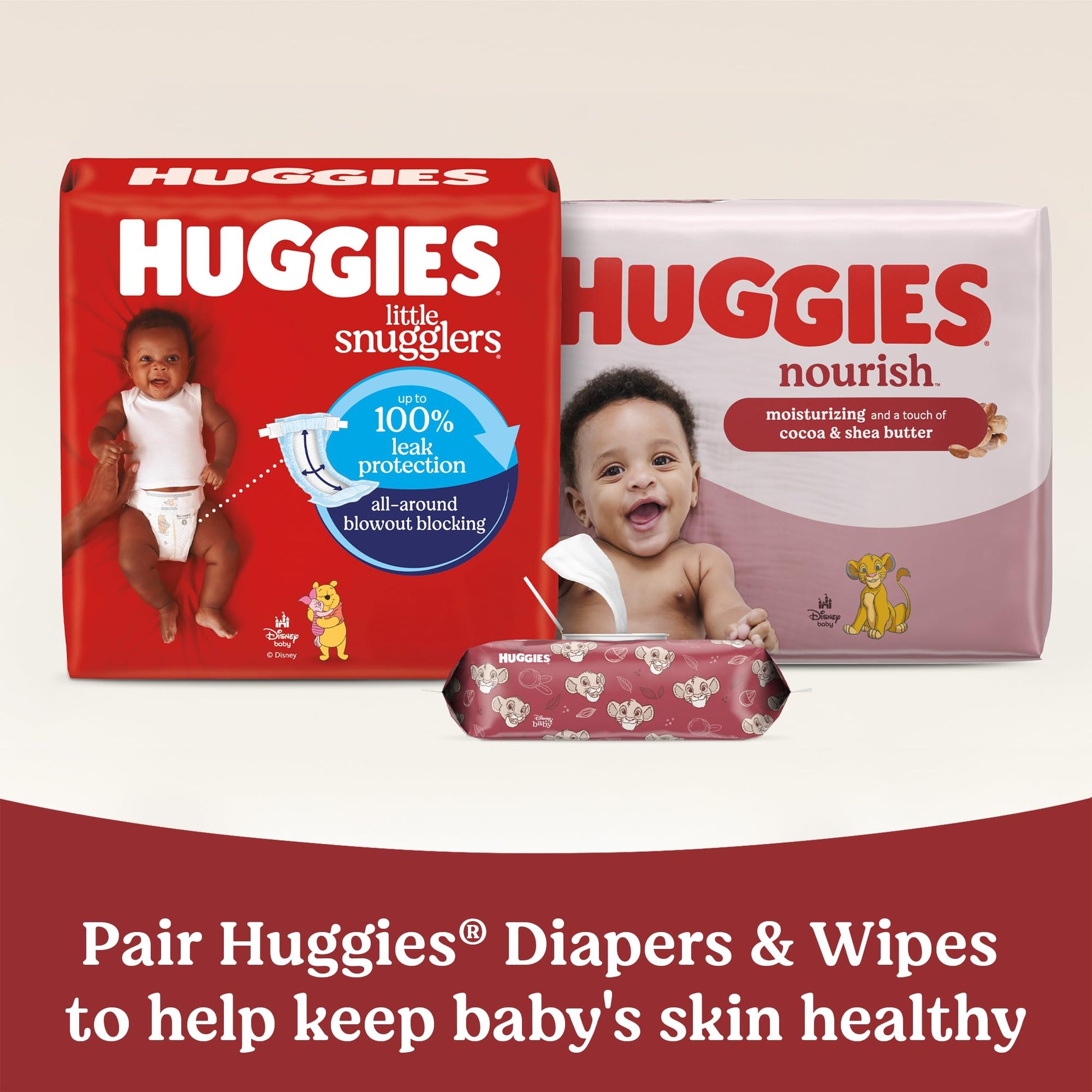 Buy now Huggies Nourish Scented Diaper Wipes, 2 Push Button Packs (112 Wipes Total) at indiglob india