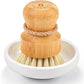 SUBEKYU Bamboo Dish Scrub Brush for Kitchen Sink, Natural Wooden Washing Dish Brush Scrubber with Sisal Bristles for Household Cleaning, Cast Iron Pots, Pans and Vegetables