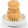 SUBEKYU Bamboo Dish Scrub Brush for Kitchen Sink, Natural Wooden Washing Dish Brush Scrubber with Sisal Bristles for Household Cleaning, Cast Iron Pots, Pans and Vegetables - Ceramics Base + 1p Sisal Brush