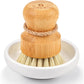 SUBEKYU Bamboo Dish Scrub Brush for Kitchen Sink, Natural Wooden Washing Dish Brush Scrubber with Sisal Bristles for Household Cleaning, Cast Iron Pots, Pans and Vegetables