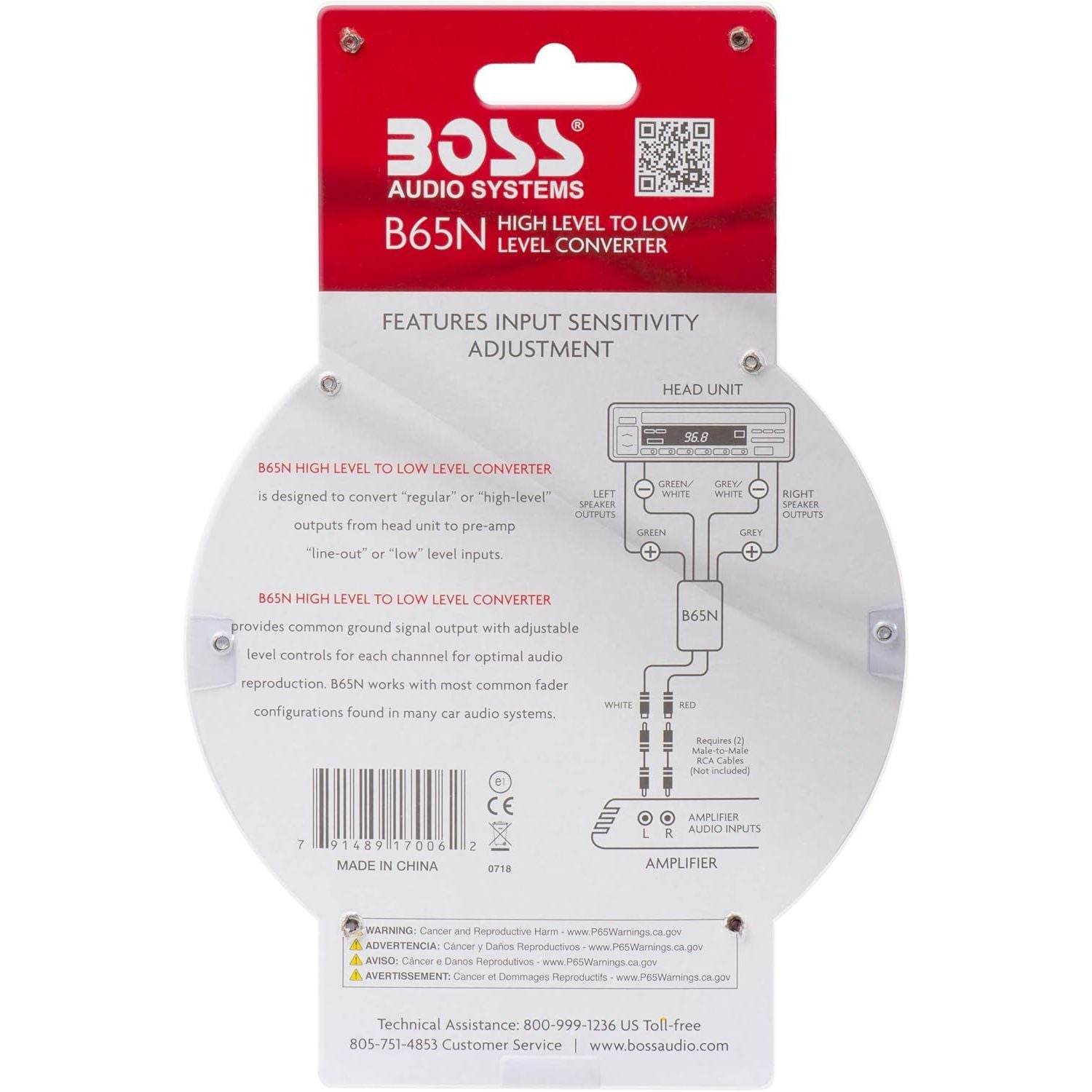 BOSS Audio Systems B65N High Level to RCA Converter for Car Sound Systems - Ground Loop Isolator for Crossover Stereo Equalizer Amplifier Subwoofer - My Store