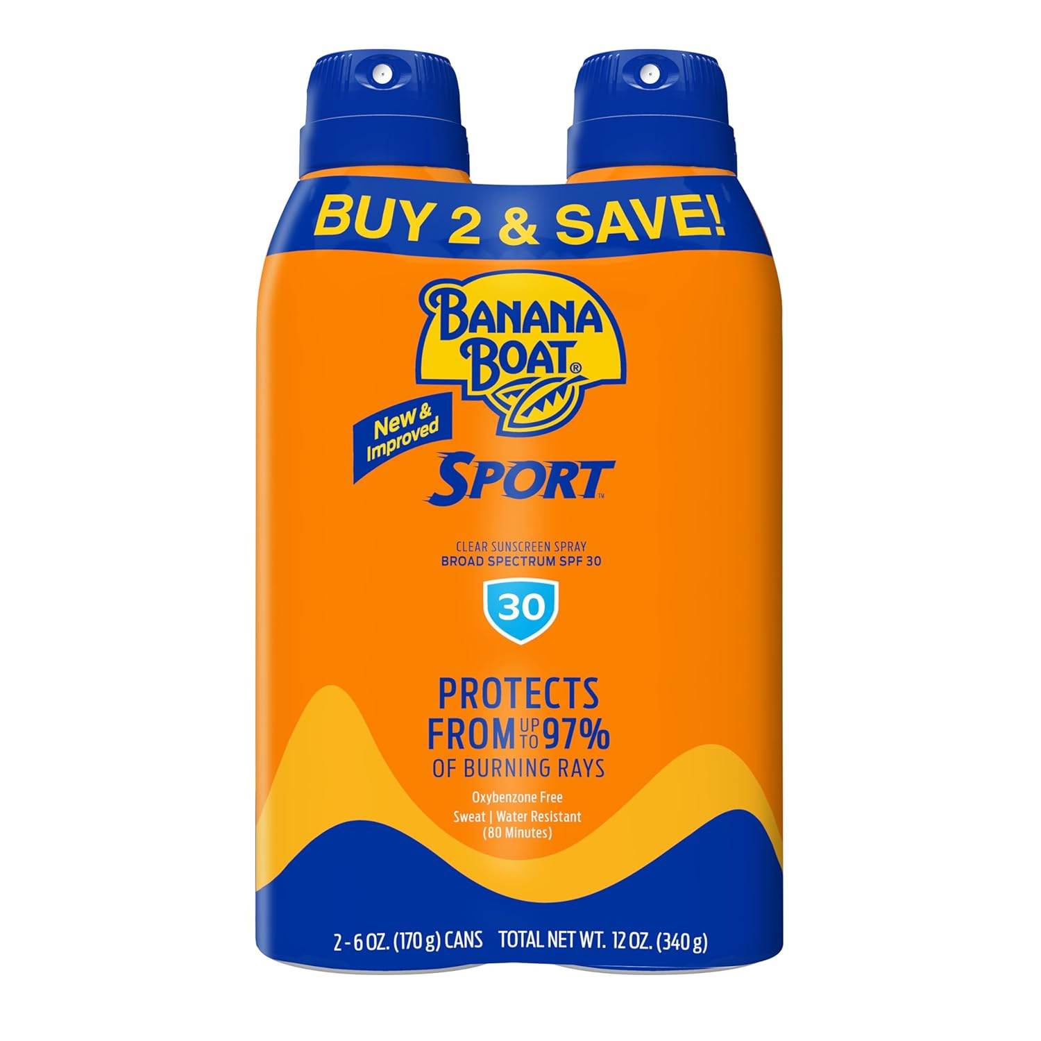 Banana Boat Sport Ultra SPF 30 Sunscreen Spray Twin Pack | Banana Boat Sunscreen Spray SPF 30, Spray On Sunscreen, Water Resistant Sunscreen, Oxybenzone Free Sunscreen Pack, 6oz each - My Store