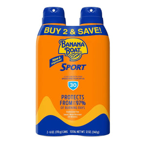 Banana Boat Sport Ultra SPF 30 Sunscreen Spray Twin Pack | Banana Boat Sunscreen Spray SPF 30, Spray On Sunscreen, Water Resistant Sunscreen, Oxybenzone Free Sunscreen Pack, 6oz each - My Store