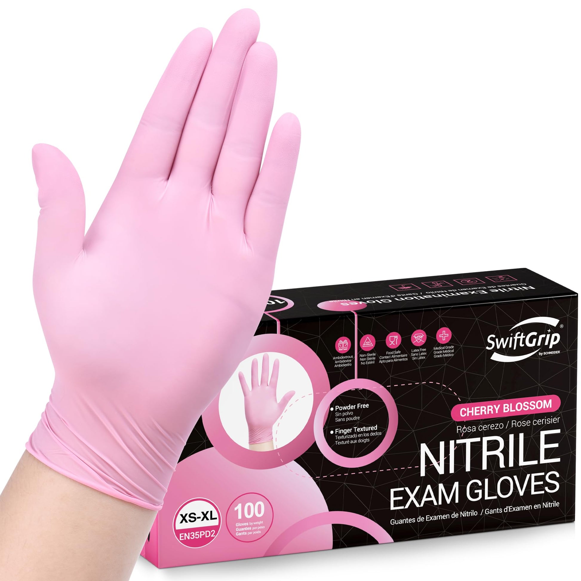 Buy now Pink Nitrile Gloves, 3-mil, Industrial Gloves Disposable Latex Free, for Cleaning & Esthetician, Rubber Powder-Free, 100-ct Box (Small) at indiglob india