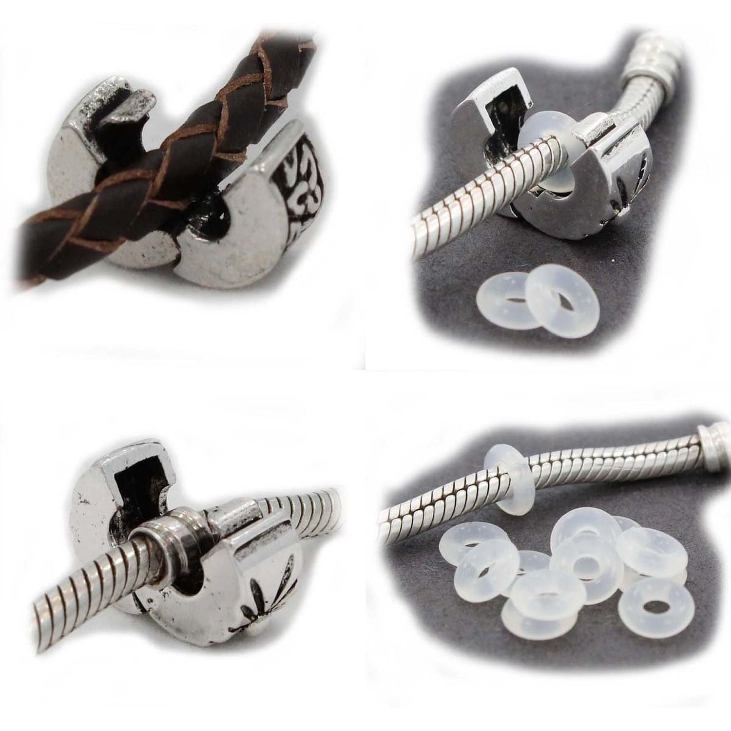 Buy now Yeshan Antique Silver Clip Lock Bead Charms with Rubber Stopper O-Rings at indiglob india
