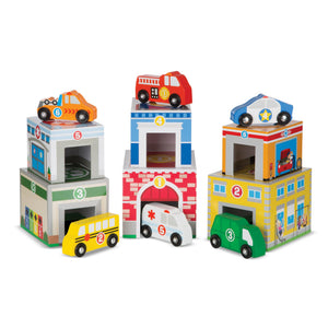 Buy now Melissa & Doug Nesting and Sorting Blocks - 6 Buildings, 6 Wooden Vehicles - FSC Certified at indiglob india