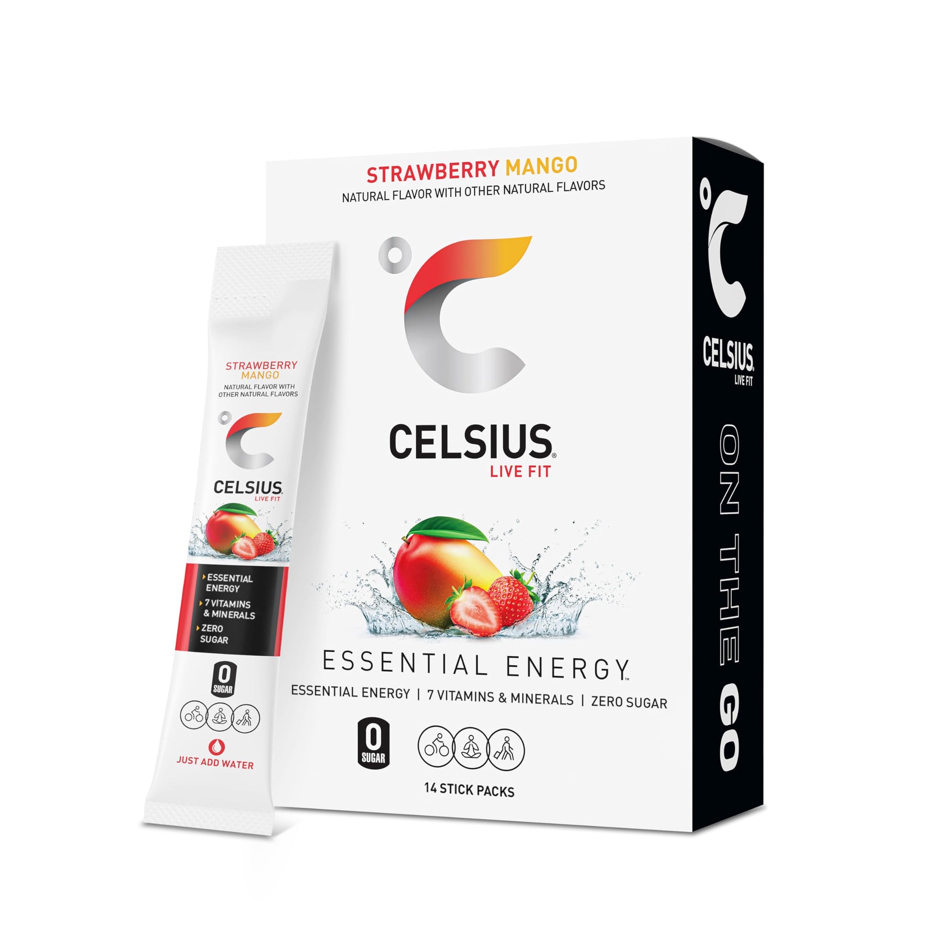 Buy now CELSIUS On The Go Strawberry Mango, Sugar Free Energy Drink Mix (14 Sticks per Pack) at indiglob india