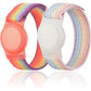 Kids Wristband Compatible with Apple AirTag, Protective Case for Air Tag GPS Tracker Holder with Nylon Bracelet, Adjustable Anti Lost Watch Band for Toddler Child Elder(Rainbow B)