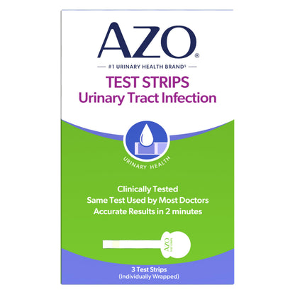 Buy now AZO Urinary Tract Infection (UTI) Test Strips, Accurate Results in 2 Minutes, Clinically Tested, Easy to Read Results, Clean Grip Handle, #1 Most Trusted Brand, 3 Count at indiglob india