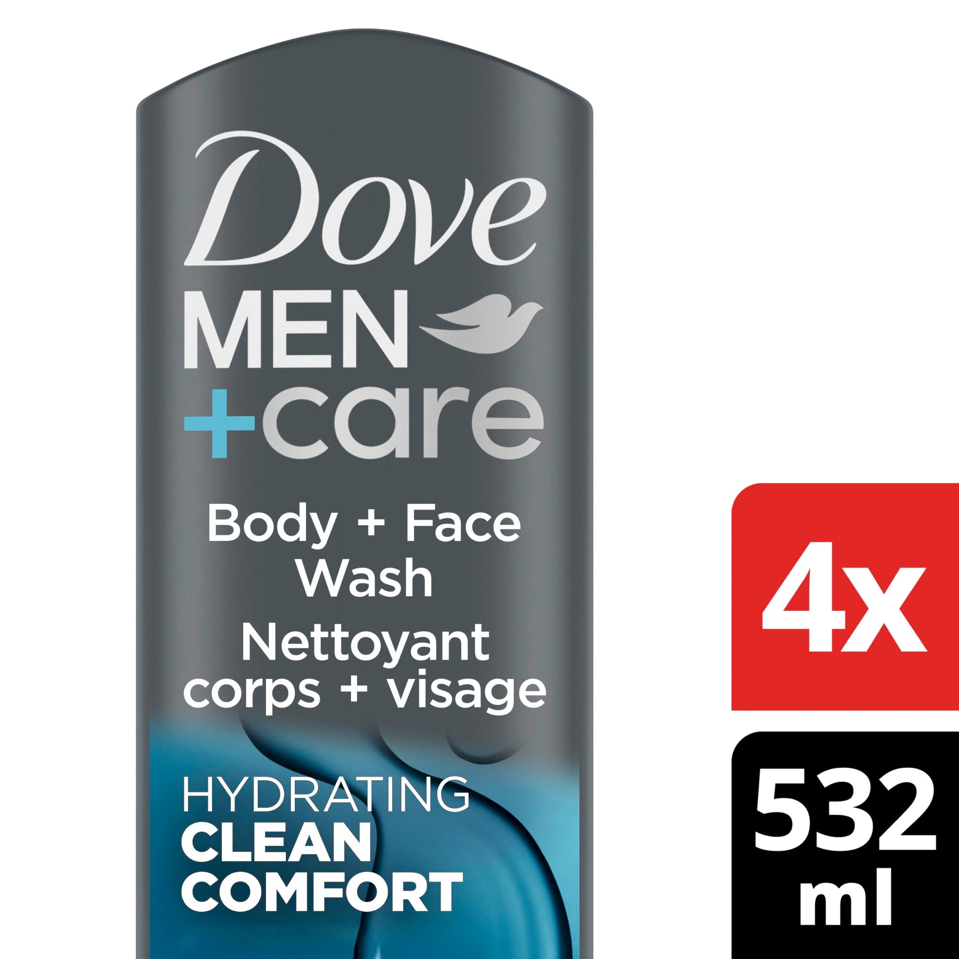 Buy now DOVE MEN + CARE Body and Face Wash Clean Comfort 4 Count for Healthier and Stronger Skin Effectively Washes Away Bacteria While Nourishing Your Skin, 18 oz at indiglob india