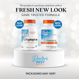 Doctor's Best L-Tryptophan , Helps Sleep, Healthy Mood & Behavior, Non-GMO, Vegan, Gluten & Soy Free, Veggie Caps, Promotes Normal, Healthy Restful Sleep, 90 Count