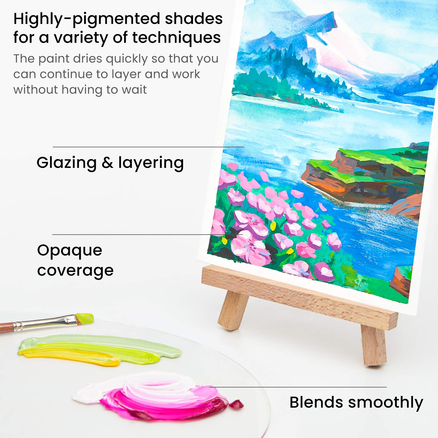Buy now ARTEZA Gouache Paint, Set of 60, 12ml/0.4 US fl oz Gouache Paint Tubes for Professionals and Students at indiglob india