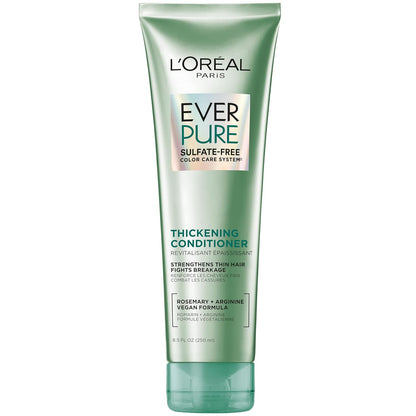 L'Oreal Paris Thickening Sulfate Free Conditioner, Thickens + Strengthens Thin, Fragile Hair, Hair Care with Rosemary Leaf, EverPure, 8.5 Fl Oz (Packaging May Vary)