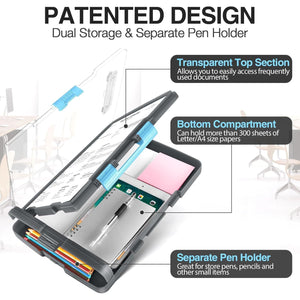 Sooez Original Clipboard with 2 Storage & Pen Holder, Heavy Duty Clip Boards 8.5x11 with Dual Storage, Clearview Dry Erase Coach Clipboard with Real Hinge, High Capacity, School & Office Supplies