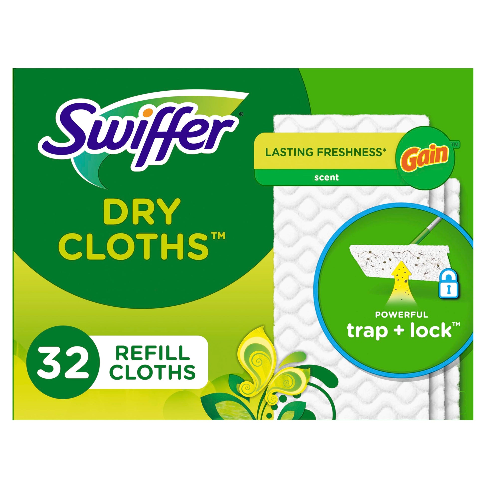 Buy now Swiffer Sweeper Dry Sweeping Pad, Multi Surface Refills for Dusters Floor Mop, with Febreze Lavender, 32 count Gain Original 32 Count (Pack of 1) at indiglob india