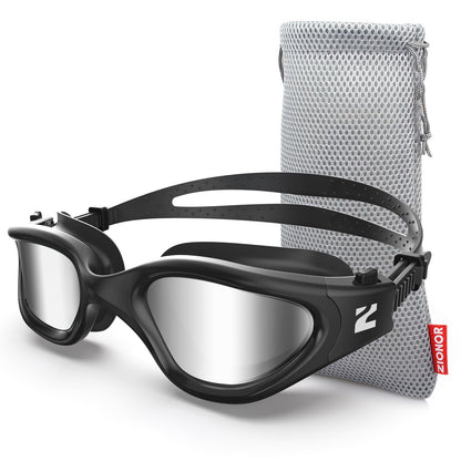Buy now ZIONOR Swim Goggles, G1 SE Swimming Goggles Anti-Fog for Adult Men Women One Size B5-silver Lens Allblack Frame at indiglob india