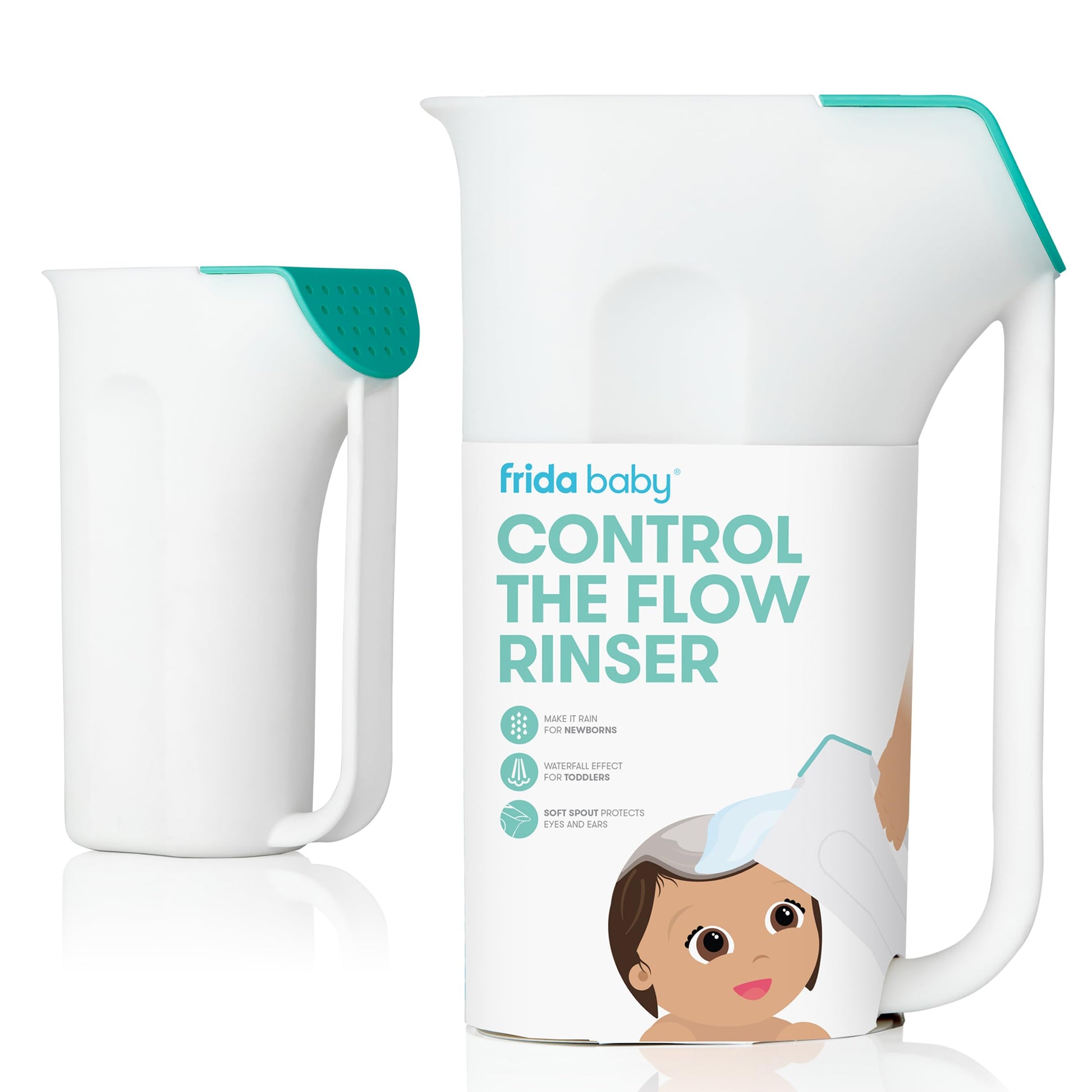 Buy now Frida Baby Control The Flow Bath Rinse Cup, Tear Free Rinser to Wash Hair and Body with Easy Grip Handle and Removable Rain Shower, Made in USA at indiglob india