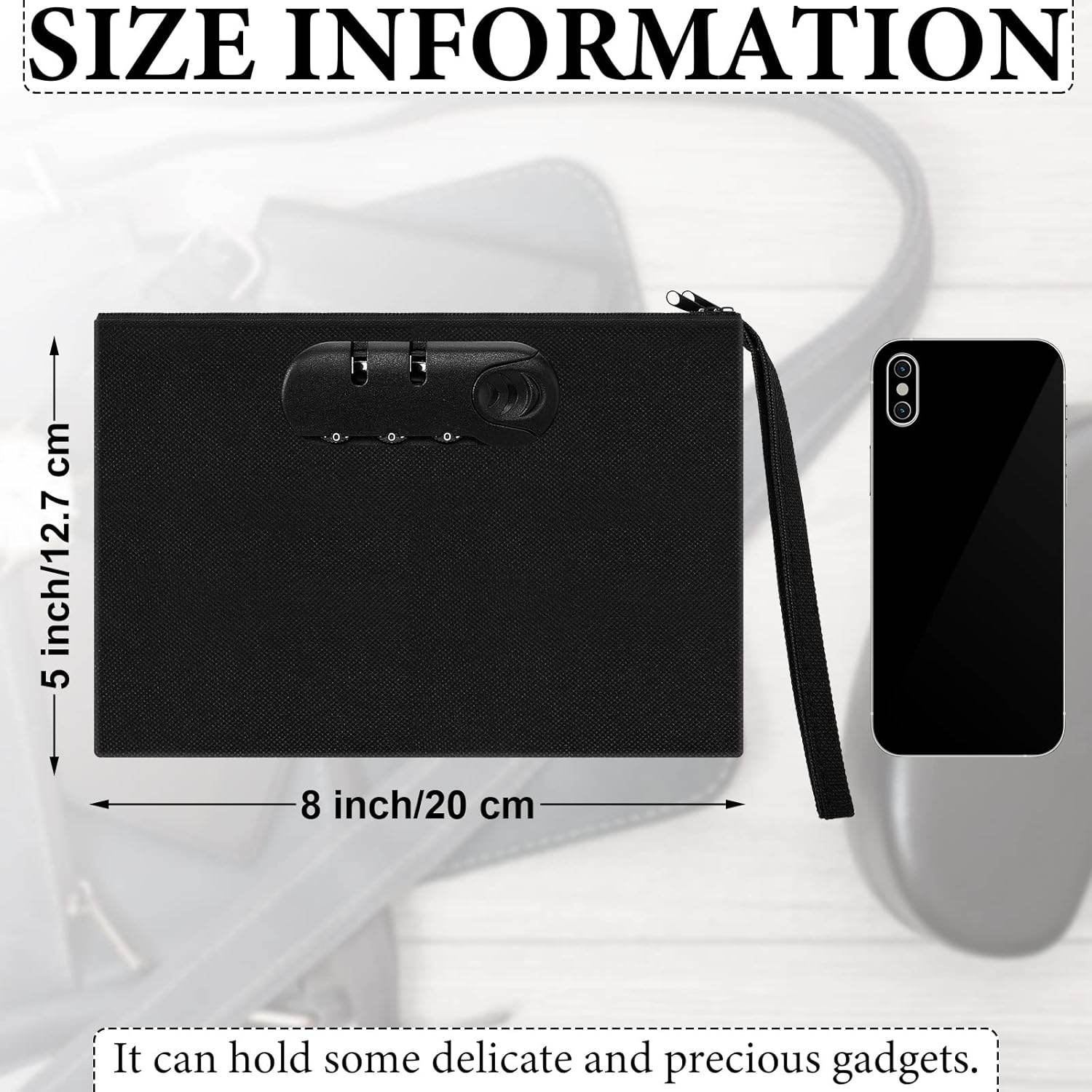 2 Pcs Locking Money Bag with Lock Pouch Black Locking Cash Bag with Combination with Zipper for Cash Bracelet Phone and Credit Cards - My Store