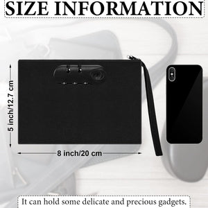 2 Pcs Locking Money Bag with Lock Pouch Black Locking Cash Bag with Combination with Zipper for Cash Bracelet Phone and Credit Cards