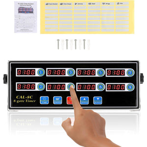 BEAMNOVA 8-Channel Digital Kitchen Timer Commercial Cooking Fryer Reminder Loud Ring Alarm Stainless Steel Adjustable Volume