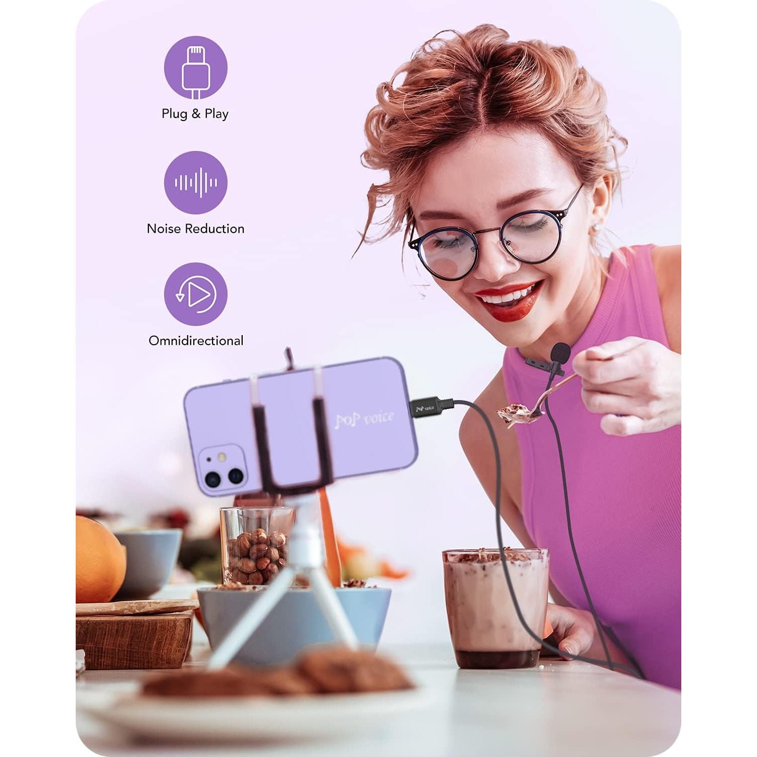 Buy now PoP voice Microphone Professional for iPhone Lavalier Lapel Omnidirectional Microphone for iPad, iPod, Condenser Mic for iPhone Audio & Video Recording, YouTube, Interview, Podcast, Vlogging(6.6 Feet) at indiglob india