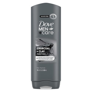 DOVE MEN + CARE Body and Face Wash Purifying Charcoal + Clay Body Wash for Men with 24-Hour Nourishing Micromoisture Technology 18 oz